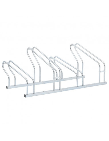 Supporto per 4 Bici da Pavimento Autoportante Acciaio Zincato