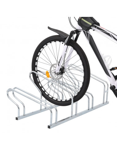 Supporto per 4 Bici da Pavimento Autoportante Acciaio Zincato