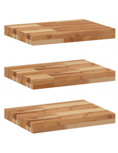 Mensole da Parete 3 pz 60x30x4 cm Legno Acacia Rifinito a Olio 2