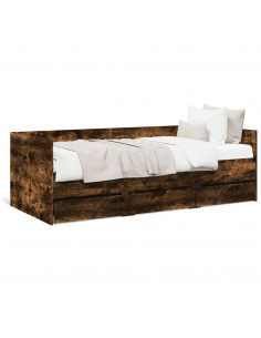 Divano Letto con Cassetti Rovere Fumo 75x190 cm Multistrato 2