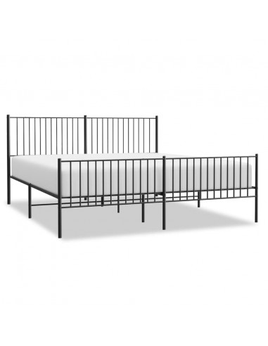 Giroletto con Testiera e Pediera Metallo Nero 200x200 cm