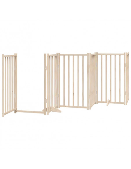 Cancello per Cani Pieghevole 6 Pannelli 300 cm Massello Abete