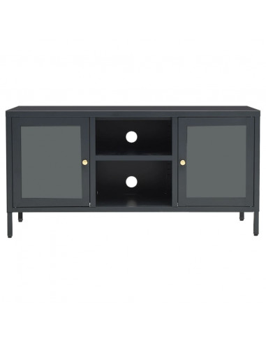Mobile TV Antracite 105x35x52 cm in Acciaio e Vetro