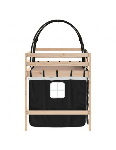 Letto a Soppalco con Tunnel Bambini Bianco e Nero 90x190cm Pino