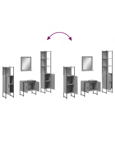 Set Mobili da Bagno 4 pz Grigio Sonoma in Legno Multistrato