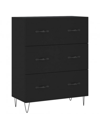 Credenza Nera 69,5x34x180 cm in Legno Multistrato