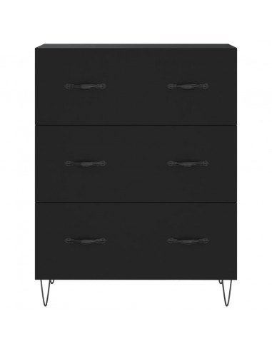 Credenza Nera 69,5x34x180 cm in Legno Multistrato