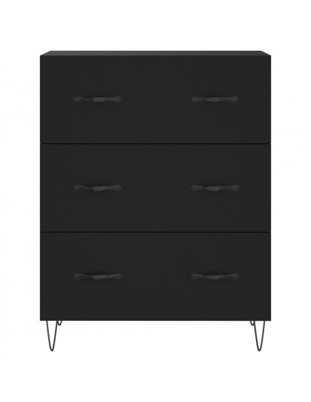 Credenza Nera 69,5x34x180 cm in Legno Multistrato