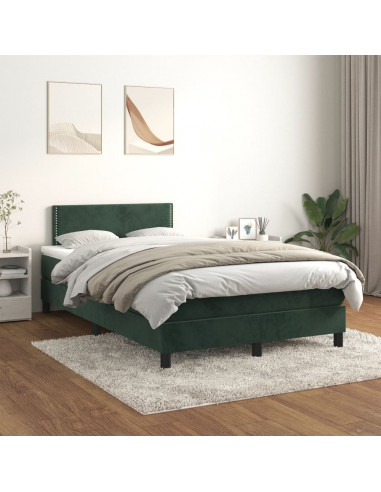 Giroletto a Molle con Materasso Verde Scuro 120x190 cm Velluto