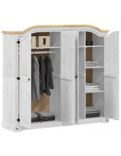 Armadio Corona Bianco 194x52x186 cm in Legno Massello di Pino 2