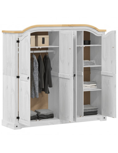 Armadio Corona Bianco 194x52x186 cm in Legno Massello di Pino