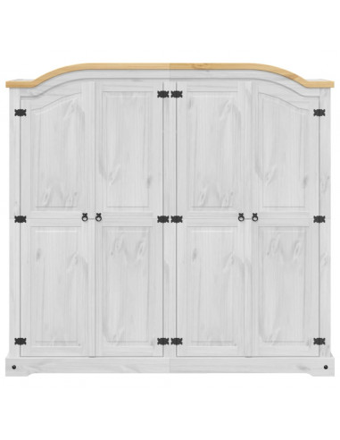 Armadio Corona Bianco 194x52x186 cm in Legno Massello di Pino