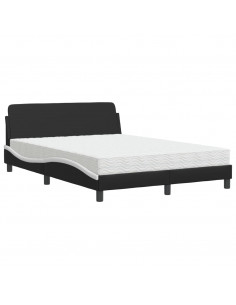 Letto con Materasso Nero e Bianco 140x200 cm in Similpelle 2