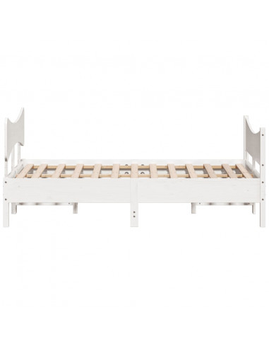 Giroletto con Testiera Bianco 160x200 cm Legno Massello di Pino