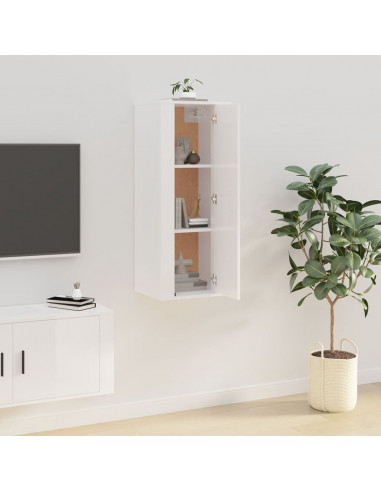 Mobile Porta TV a Parete Bianco Lucido 40x34,5x100 cm