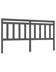 Testiera per Letto Grigia 186x4x100cm in Legno Massello di Pino 2