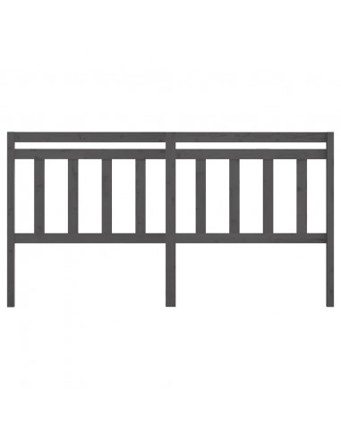 Testiera per Letto Grigia 186x4x100cm in Legno Massello di Pino