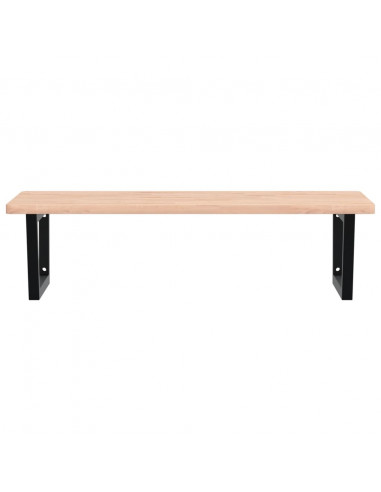 Ripiano a Parete per Lavabo in Acciaio e Massello di Faggio