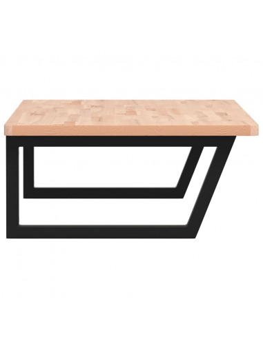 Ripiano a Parete per Lavabo in Acciaio e Massello di Faggio