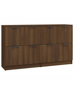 Credenze 2 pz Rovere Marrone 60x30x70 cm in Legno Multistrato 2