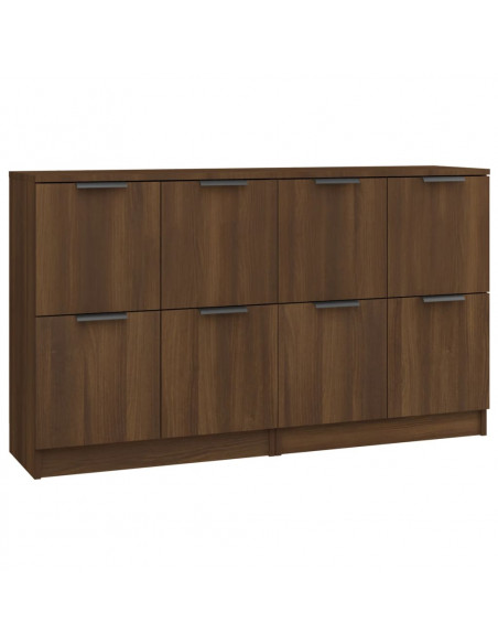 Credenze 2 pz Rovere Marrone 60x30x70 cm in Legno Multistrato