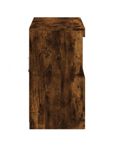 Credenza con Luci LED Rovere Fumo 81x37x67 cm