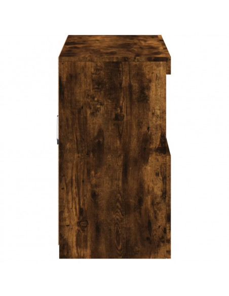 Credenza con Luci LED Rovere Fumo 81x37x67 cm