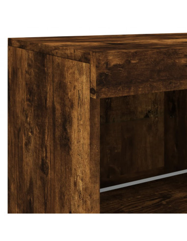 Credenza con Luci LED Rovere Fumo 81x37x67 cm