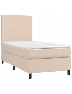 Giroletto Molle Materasso e LED Cappuccino 80x200 cm Similpelle 2