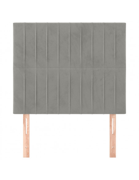 Testiera 2 pz Grigio Chiaro 80x5x78/88 cm in Velluto