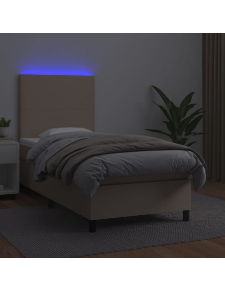 Giroletto Molle Materasso e LED Cappuccino 80x200 cm Similpelle
