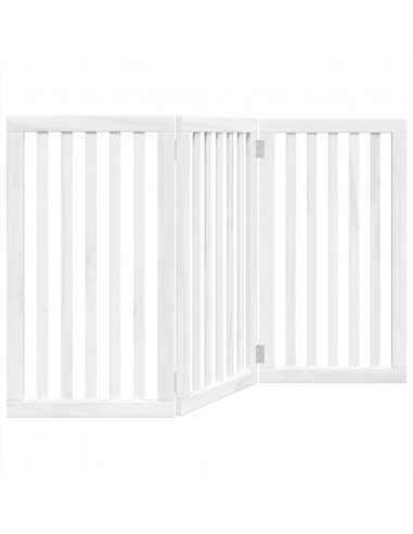 Cancello per Cani Pieghevole 3 Pannelli Bianco 150 cm Pioppo