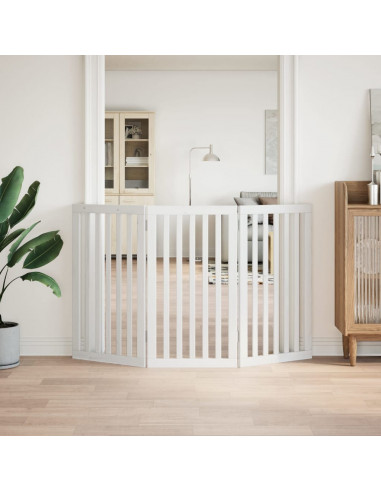 Cancello per Cani Pieghevole 3 Pannelli Bianco 150 cm Pioppo