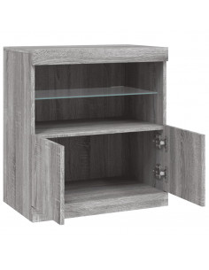 Credenza con Luci LED Grigio Sonoma 60x37x67 cm 2