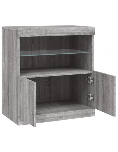 Credenza con Luci LED Grigio Sonoma 60x37x67 cm