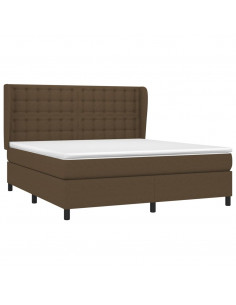 Giroletto a Molle con Materasso Marrone Scuro 160x200cm Tessuto 2