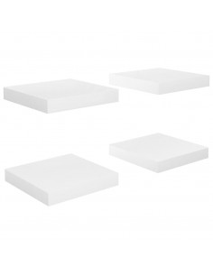Scaffali a Parete 4 pz Bianco Lucido 23x23,5x3,8 cm in MDF 2