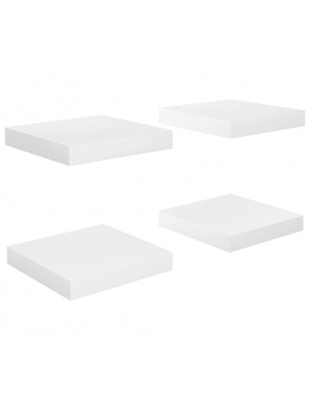 Scaffali a Parete 4 pz Bianco Lucido 23x23,5x3,8 cm in MDF