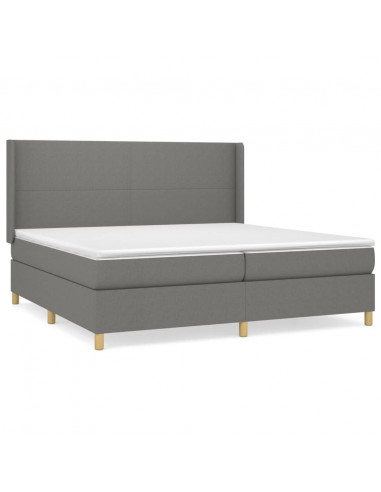 Giroletto a Molle con Materasso Grigio Scuro 200x200 cm Tessuto