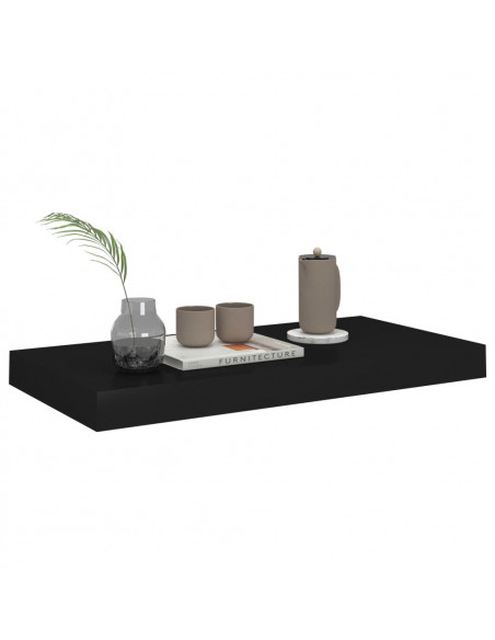 Scaffale a Parete Nero 50x23x3,8 cm in MDF
