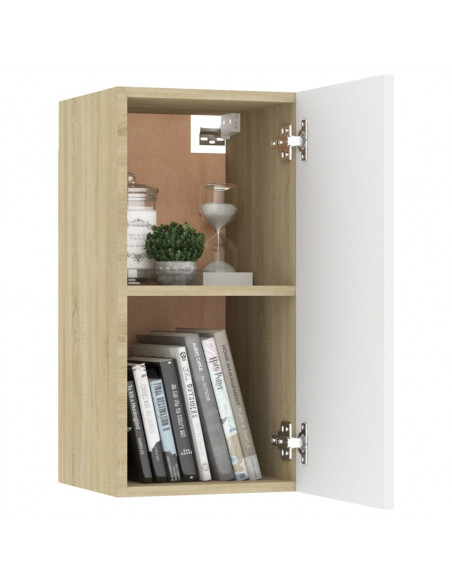 Mobili TV 2pz Bianco e Rovere Sonoma 30,5x30x60 cm Multistrato