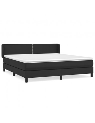 Giroletto a Molle con Materasso Nero 180x200 cm in Similpelle