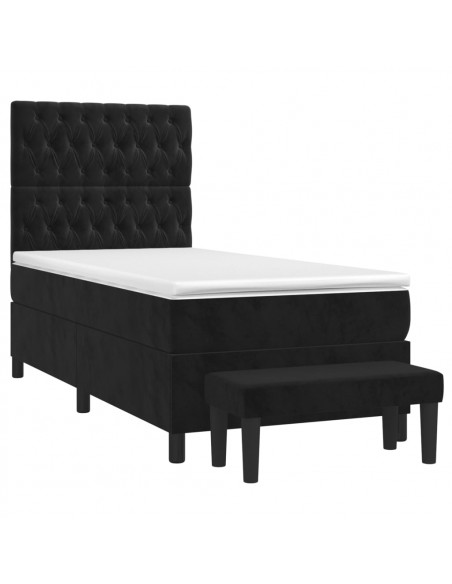 Giroletto a Molle con Materasso Nero 90x190 cm in Velluto
