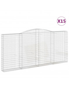Cesti Gabbioni ad Arco 15 pz 400x30x180/200 cm Ferro Zincato 2