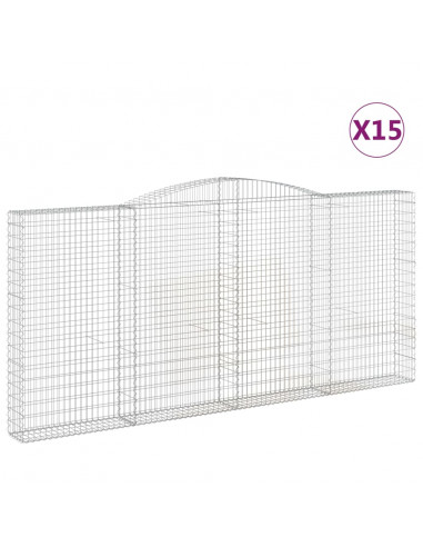 Cesti Gabbioni ad Arco 15 pz 400x30x180/200 cm Ferro Zincato
