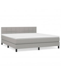 Giroletto a Molle con Materasso Grigio Chiaro160x200 cm Tessuto 2