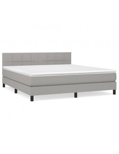 Giroletto a Molle con Materasso Grigio Chiaro160x200 cm Tessuto