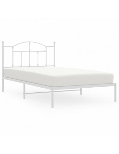 Giroletto con Testiera Metallo Bianco 100x200 cm