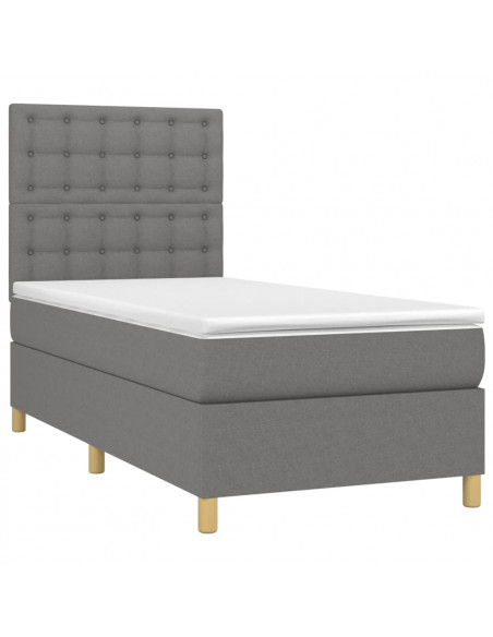 Giroletto a Molle con Materasso Grigio Scuro 90x200 cm Tessuto