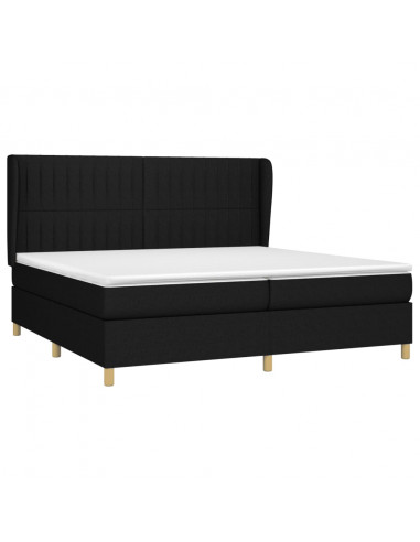 Giroletto a Molle con Materasso Nero 200x200 cm in Tessuto